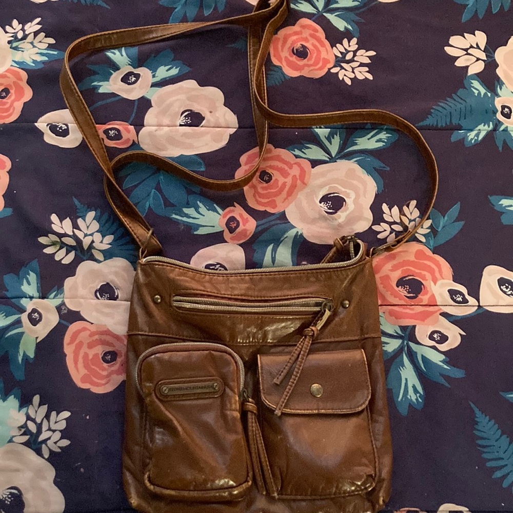 Cross body denim brown